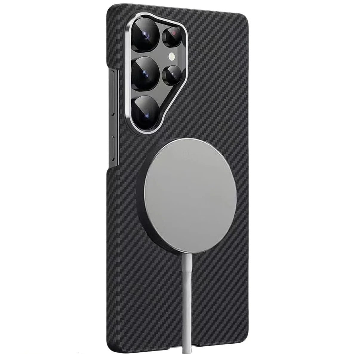 Samsung Galaxy S25 Ultra Ultraslim Lightweight Carbon Fiber Textures Case with Magsafe - Black