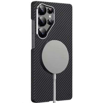 Samsung Galaxy S25 Ultra Ultraslim Lightweight Carbon Fiber Textures Case with Magsafe - Black