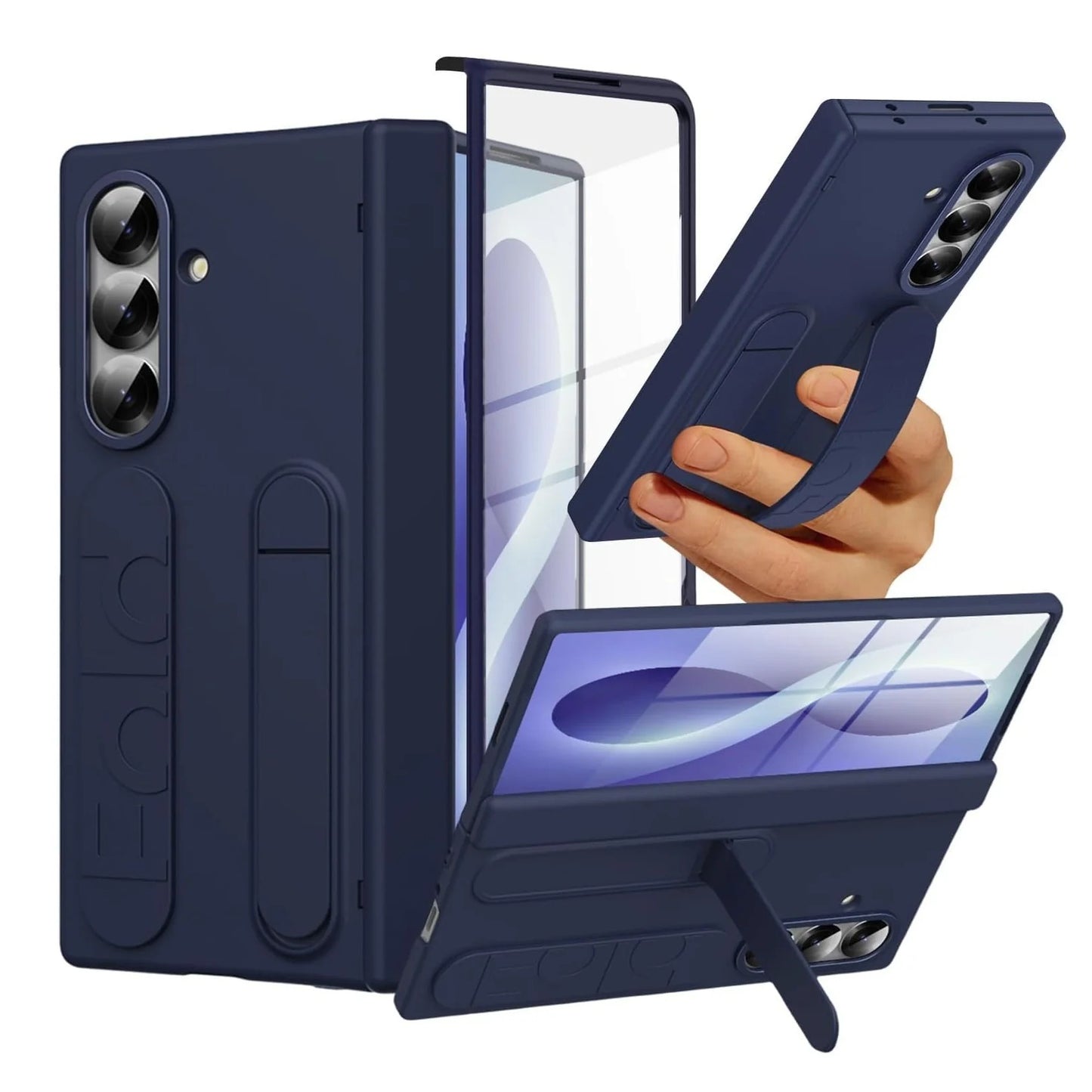 Samsung Z Fold8 Ultra Silicon Skin Feel Band Strip & Kickstand Case with Hinge Protection