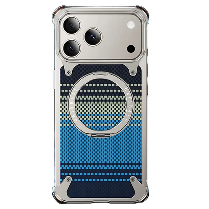 iPhone 17 Pro Titan Carbon Metal Frame Case with 360 Roatating Ring