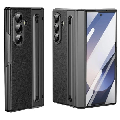 Samsung Z Fold8 Ultra Leather Case, Electroplating S Pen Case with Hinge Protection
