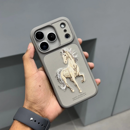 iPhone 17 Pro Santa Barbara Boris Series Leather Back Cover - Gray