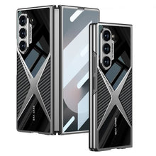 Samsung Galaxy Z Fold 6 Gkk Original X Pattern Leather & Glass Back Cover with Front Glass