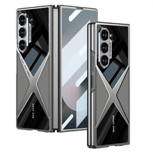Samsung Galaxy Z Fold 6 Gkk Original X Pattern Leather & Glass Back Cover with Front Glass