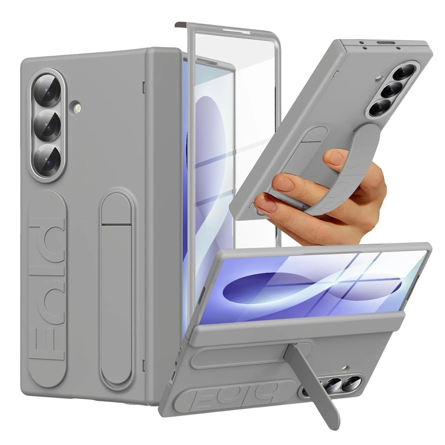 Samsung Z Fold8 Ultra Silicon Skin Feel Band Strip & Kickstand Case with Hinge Protection