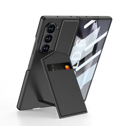 Samsung Z Fold 6 GKK Luxury Wallet Card Holder Stand Leather Case WIth Glass Protector