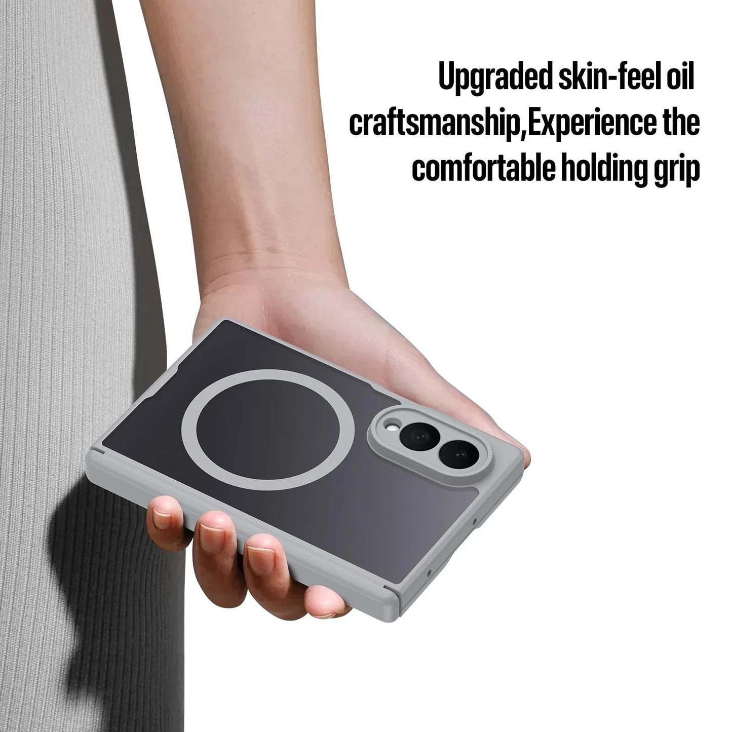 Samsung Z Fold8 Skin Feel Smoke, Dual Central Axis Magsafe Case with Hinge Protection