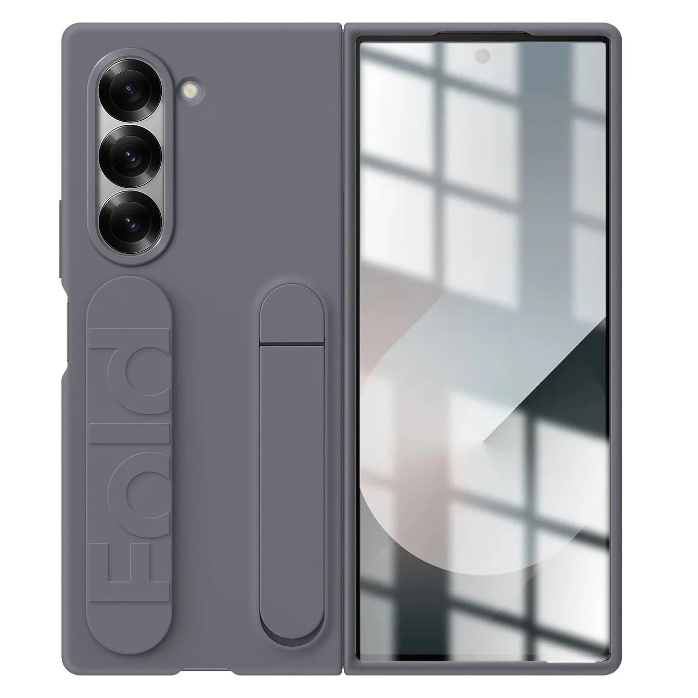 Samsung Galaxy Z Fold 6 Matte Skin Feel Band & Stand Case with Inbuilt Tempered Glass