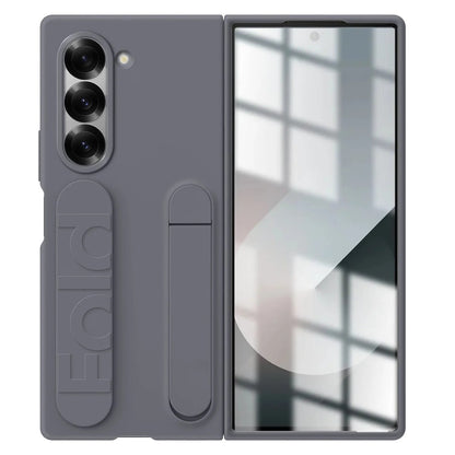 Samsung Galaxy Z Fold 6 Matte Skin Feel Band & Stand Case with Inbuilt Tempered Glass