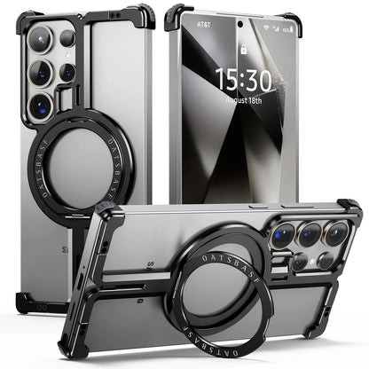 Samsung Galaxy 24 Ultra Metal Bumper Case with 360° Rotatable Magnetic Kickstand Ring