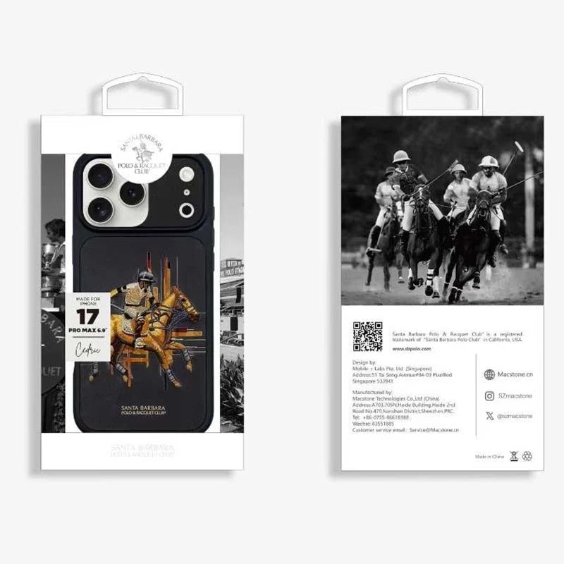 iPhone 17 Pro Leather Case, Original Santa Barbara Cedric Series Leather Back Cover - Black