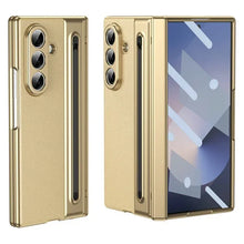 Samsung Galaxy Z Fold7 Plating Leather Case with Stylus & Glass Protection