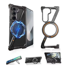 Samsung Z Fold8 Ultra Metal Case, Frameless Z Shape Aluminum Alloy 360 ° Magnetic Rotating Ring with Magsafe :- Titanium Grey