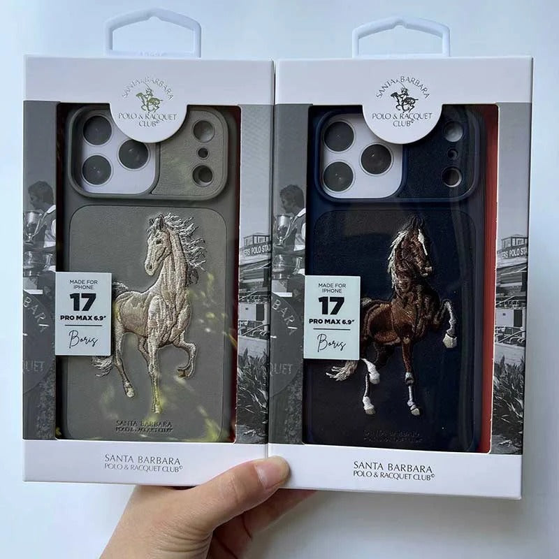 iPhone 17 Pro Santa Barbara Boris Series Leather Back Cover - Gray