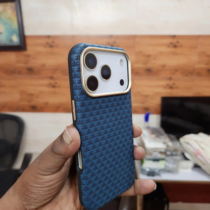 iPhone 17 Pro Max Sibling Series Sleek Cross Texture Case with Metal Camera Protection
