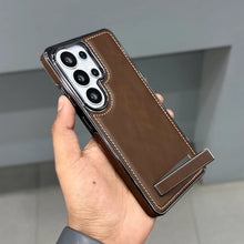 Samsung Galaxy S26 Ultra Leather Chrom Shine Case with Stand - Brown