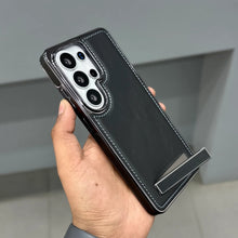 Samsung Galaxy S26 Ultra Leather Chrom Shine Case with Stand - Black
