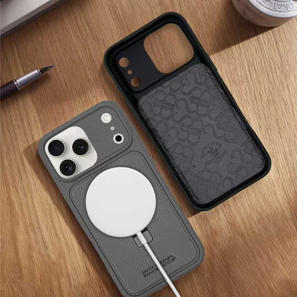 iPhone 17 Pro Max Leather Case, Original Santa Barbara Primo Series Leather Back Cover - Gray