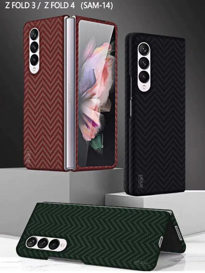 Samsung Galaxy Z Fold 5 V Shape Carbon Fiber Shockproof Case - Red