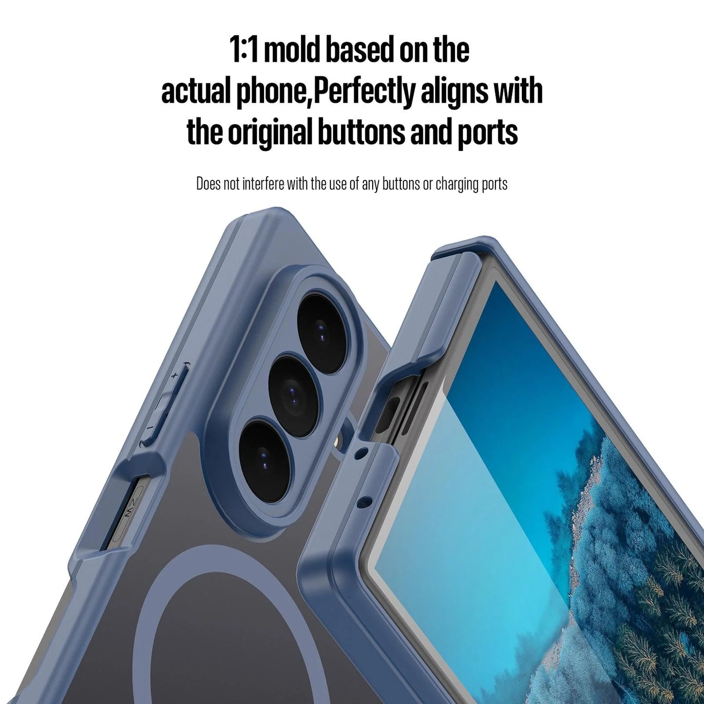 Samsung Z Fold8 Ultra Skin Feel Smoke, Dual Central Axis Magsafe Case with Hinge Protection