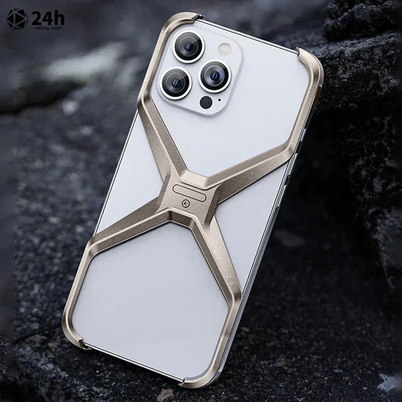 iPhone 16 Pro Max Rimless Metal Alloy Aluminum Bumper Case - Gold