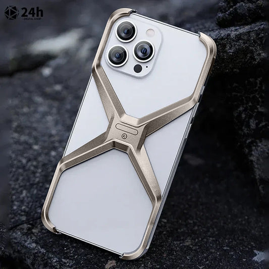 iPhone 16 Pro Max Rimless Metal Alloy Aluminum Bumper Case - Gold