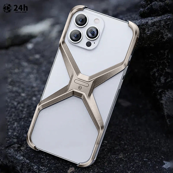 iPhone 15 Pro Rimless Metal Alloy Titanium Aluminum Bumper Case - Gold