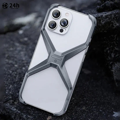 iPhone 16 Pro Max Rimless Metal Alloy Aluminum Bumper Case - Gray