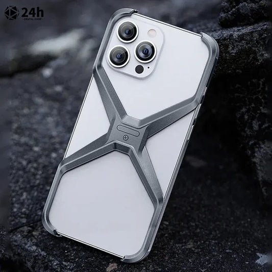 iPhone 16 Pro Max Rimless Metal Alloy Aluminum Bumper Case - Gray