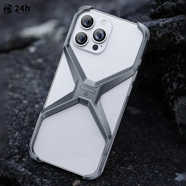 iPhone 15 Pro Rimless Metal Alloy Titanium Aluminum Bumper Case - Gray