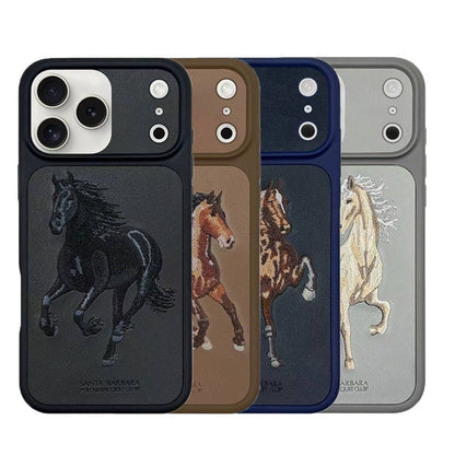 iPhone 17 Pro Max Leather Case, Original Santa Barbara Boris Series Leather Back Cover - Black
