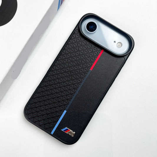 iPhone Air, iPhone 17 Air Leather Case, BMW M Perfomance Logo Back Cover - Black