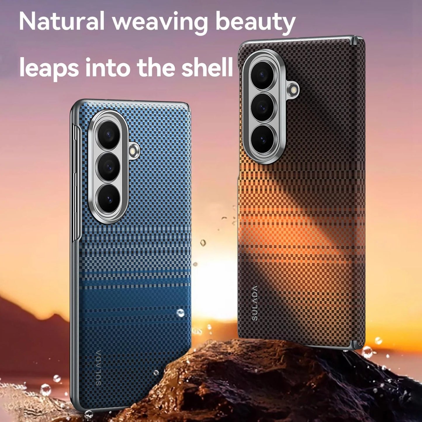 Samsung Z Fold8 Ultra SULADA Carbon Case, Kevlar Woven Carbon Texture Magnetic Cover with Hinge Protection Magsafe (No Front)