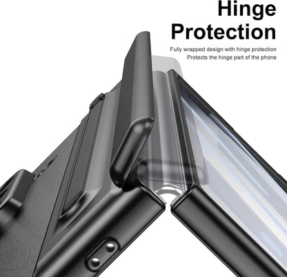Samsung Z Fold8 Ultra Leather Case, Electroplating S Pen Case with Hinge Protection