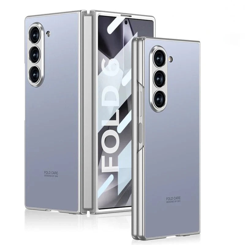 Samsung Galaxy Z Fold 6 Matte Frosted Shine Case with Camera & Front Glass Protection