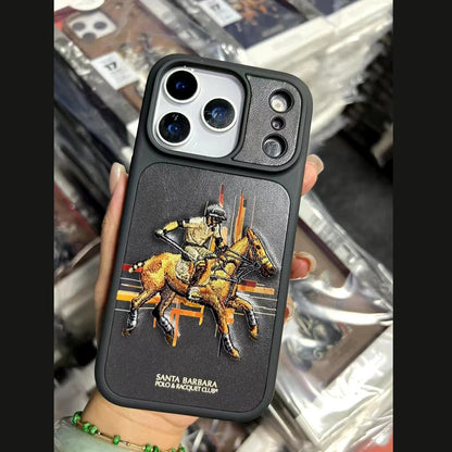 iPhone 17 Pro Leather Case, Original Santa Barbara Cedric Series Leather Back Cover - Black