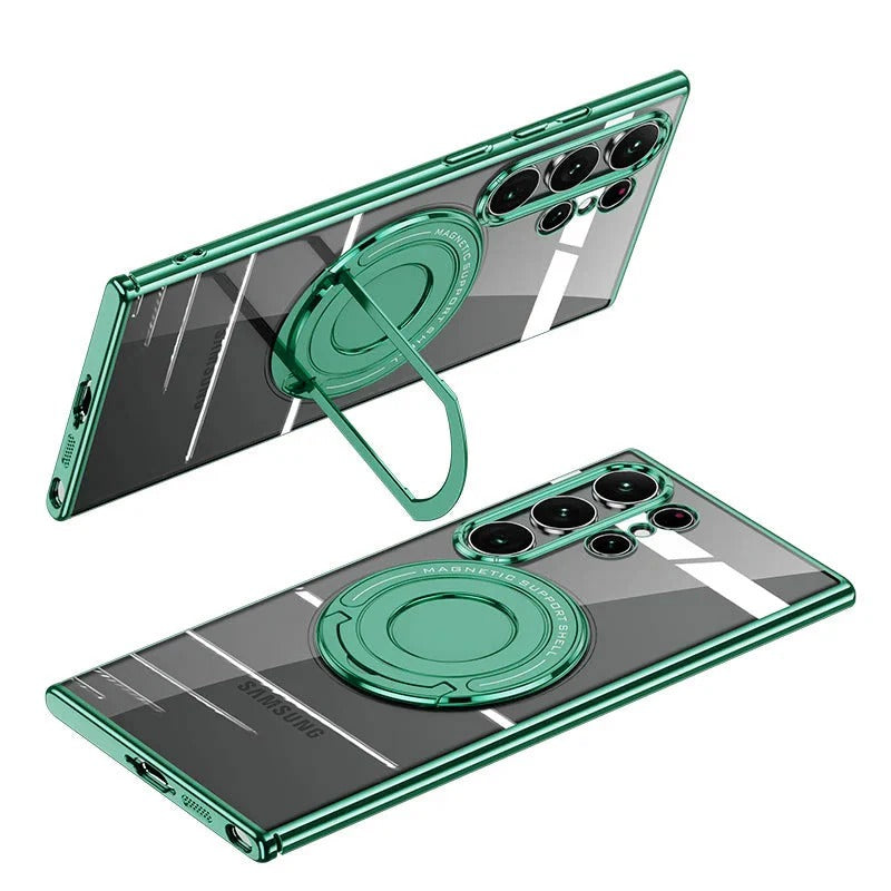 Samsung Galaxy S24 Ultra Magnetic Invisible Stand Anti Yellowing Electroplating Case