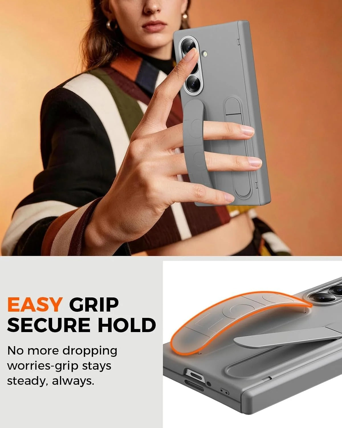 Samsung Z Fold8 Ultra Silicon Skin Feel Band Strip & Kickstand Case with Hinge Protection