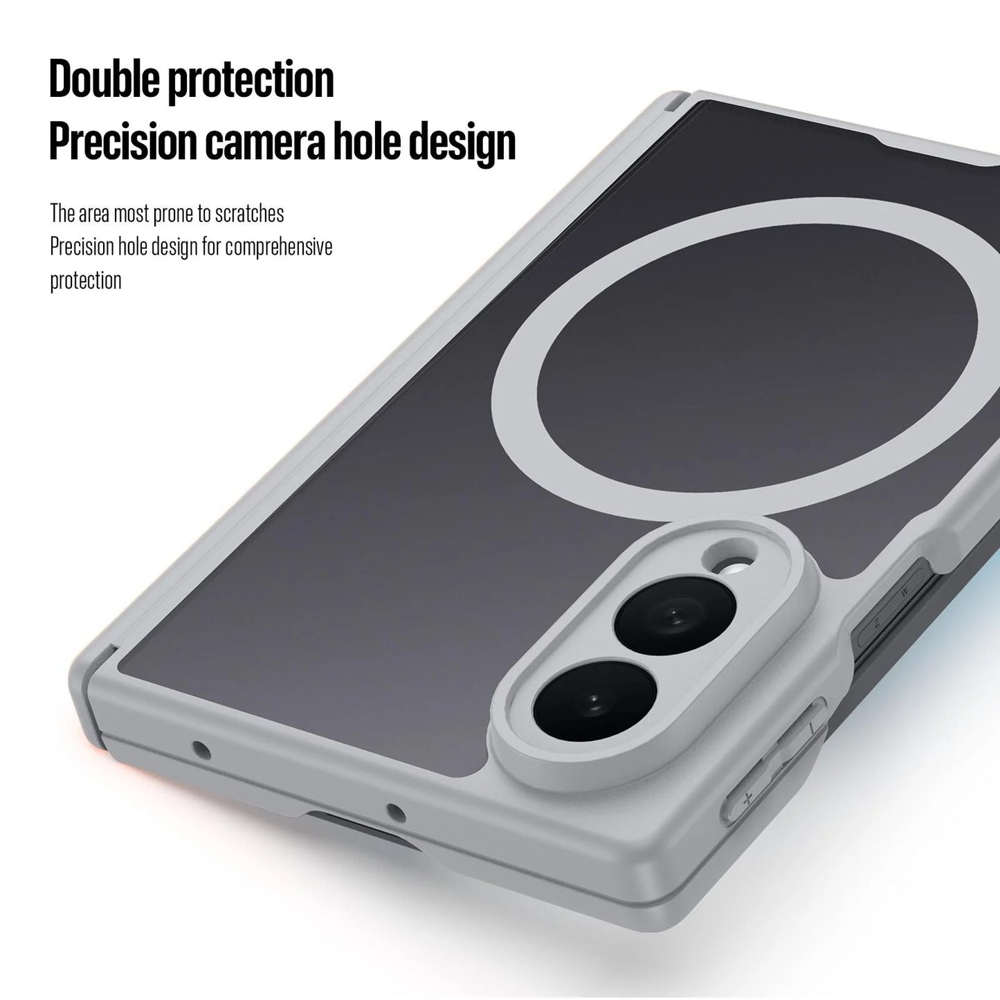 Samsung Z Fold8 Skin Feel Smoke, Dual Central Axis Magsafe Case with Hinge Protection