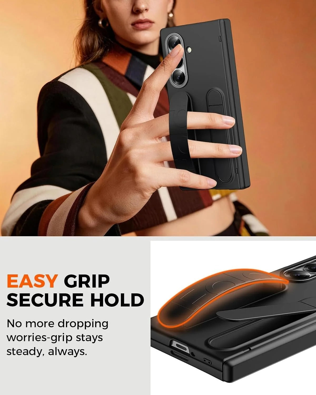 Samsung Z Fold8 Ultra Silicon Skin Feel Band Strip & Kickstand Case with Hinge Protection