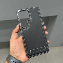 Samsung Galaxy S26 Ultra Leather Chrom Shine Case with Stand - Black