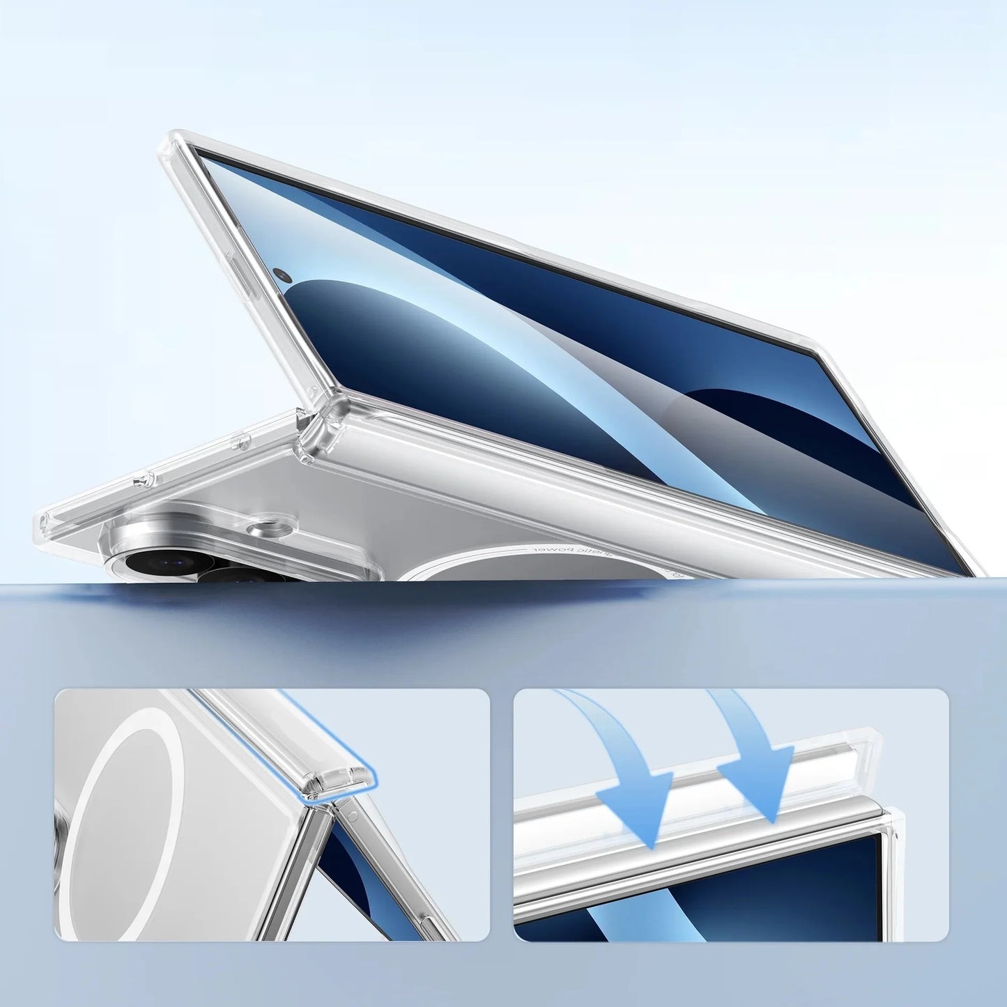 Samsung Z Fold8 Ultra Transparent Case, Cristal Clear Anti-Yellowing Magnetic Magsafe Case with Hinge Protection