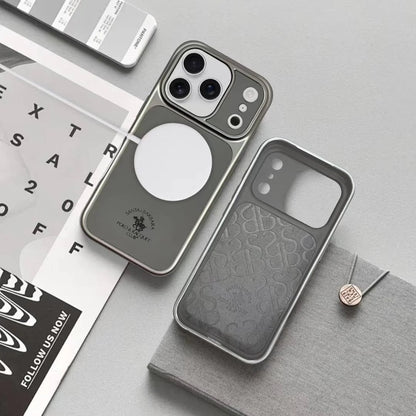 iPhone 17 Pro Leather Case, Original Santa Barbara Lucas Series Leather Back Cover - Gray