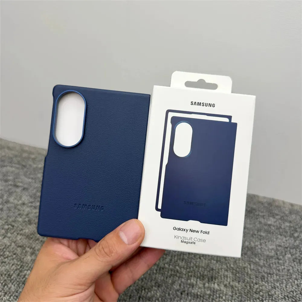 Samsung Z Fold8 Leather Case, Kindsuit Slim Leather Back Cover - Blue