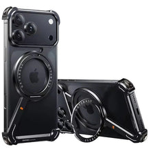 iPhone 17 Pro Z Shape Frameless Metal Bumper Case with 360° Rotatable Stand & Magsafe