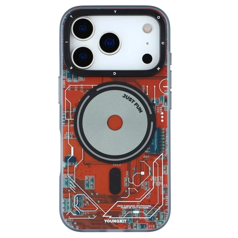 iPhone 18 Pro YOUNGKIT Case, Technology Series Matte Finish Magsafe Back Cover - Lava Orange