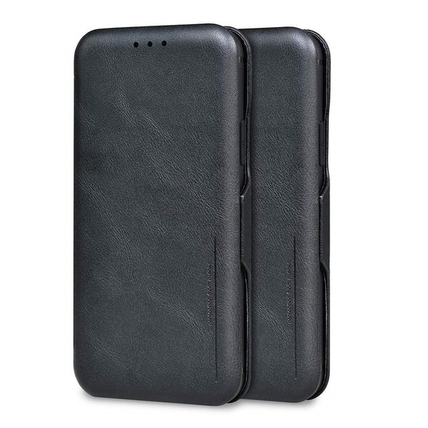 iPhone 13 Pro Leather Flip Cover with Card Slot & Kickstand Function – Black