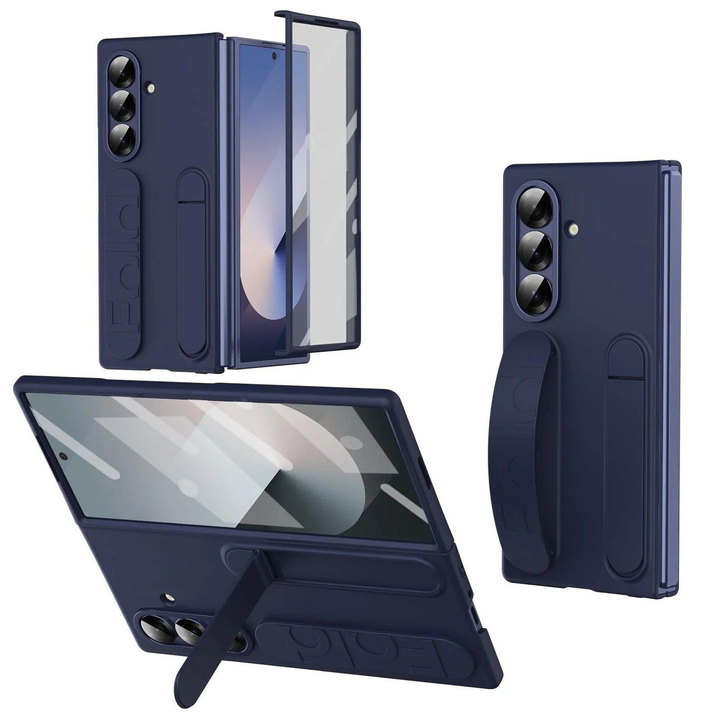 Samsung Z Fold8 Ultra Skin Feel Silicon Case with Kickstand & Band in Built Front Glass