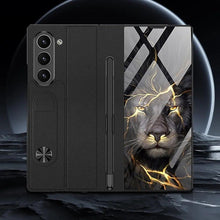 Samsung Galaxy Z Fold 6 Deer Pattern Gkk Original Glass Flip Case with S-Pen & Front Glass Protection