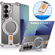 Samsung Galaxy Z Fold 7 Framless T Shape Metal Bumper with Magsafe & 360° Rotation Ring